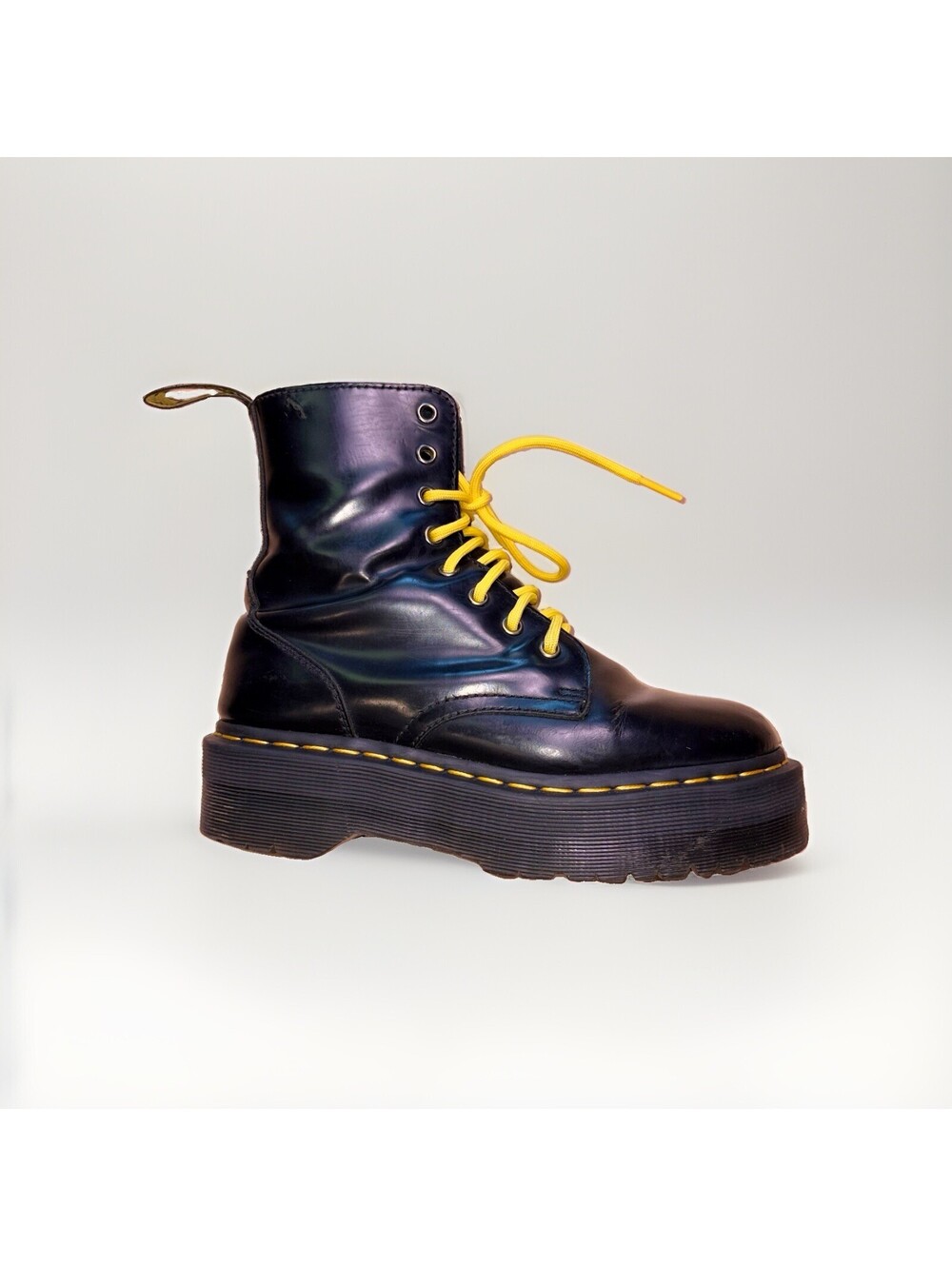 Dr Martens Jadon Black Leather Platform Combat Boots Women’s Size 7 Side Zip